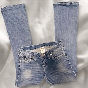 Vintage True Religion Light Blue Flare Jeans With Sparkles